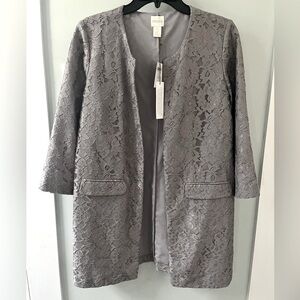 NWT Chico’s sophisticated  lace open front jacket blazer wedding guest chic